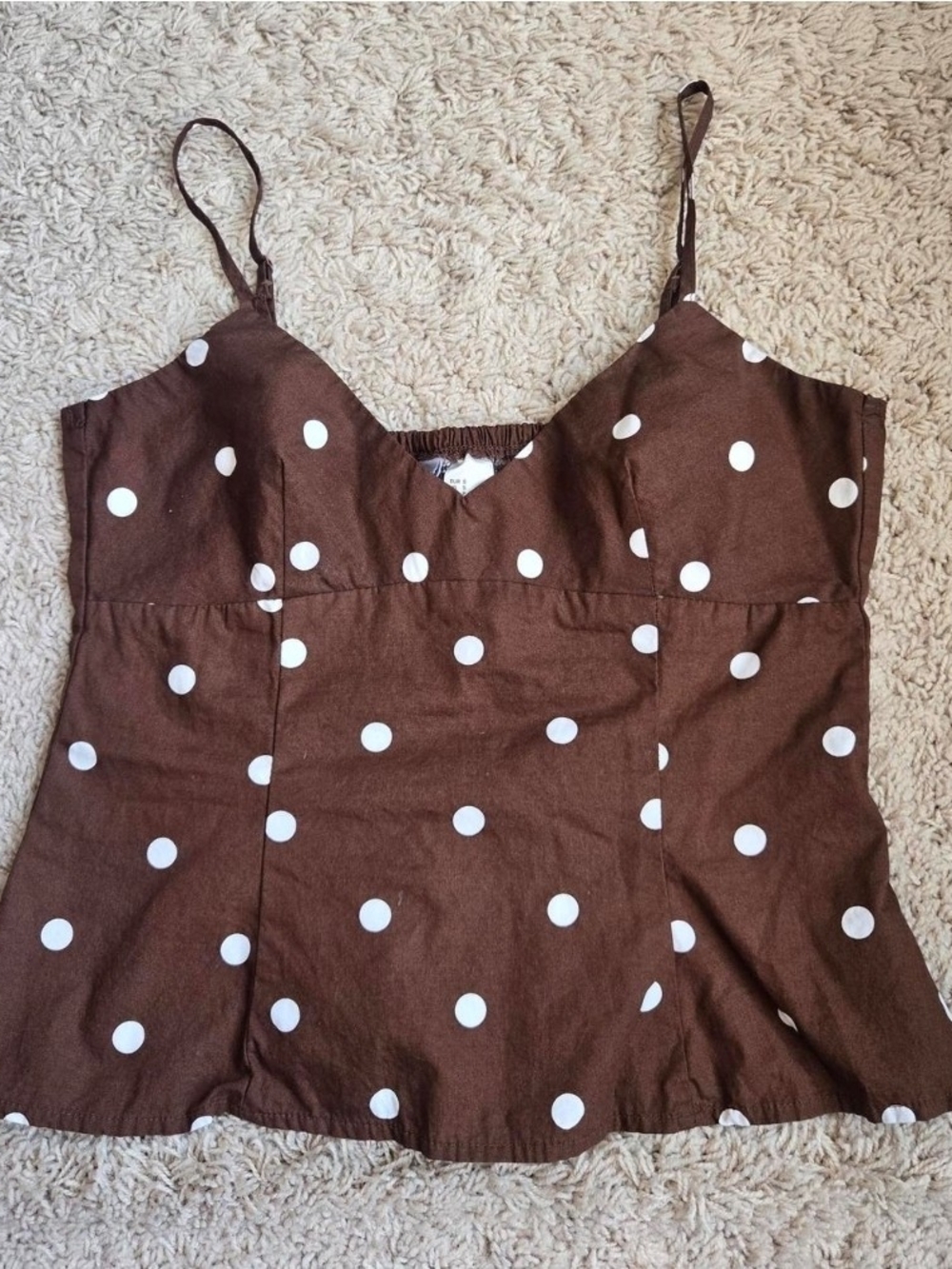 H&M Brown Polka Dot Spaghetti Strap Camisole